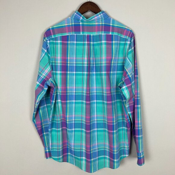 Vineyard Vines Shirt Men Large Slim Fit Tucker Button Up Casual Dress Green Blue - Picture 4 of 9